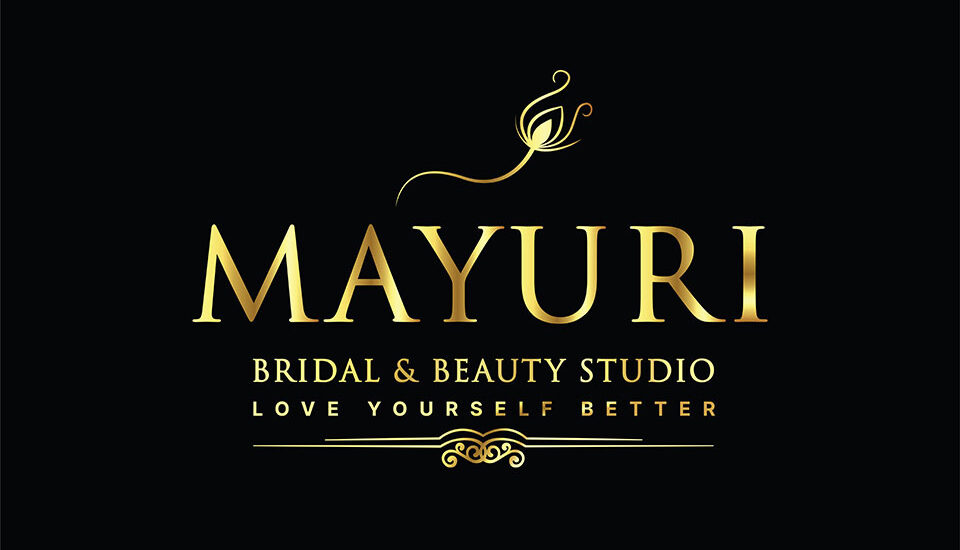 gold color beauty salon logo design idea